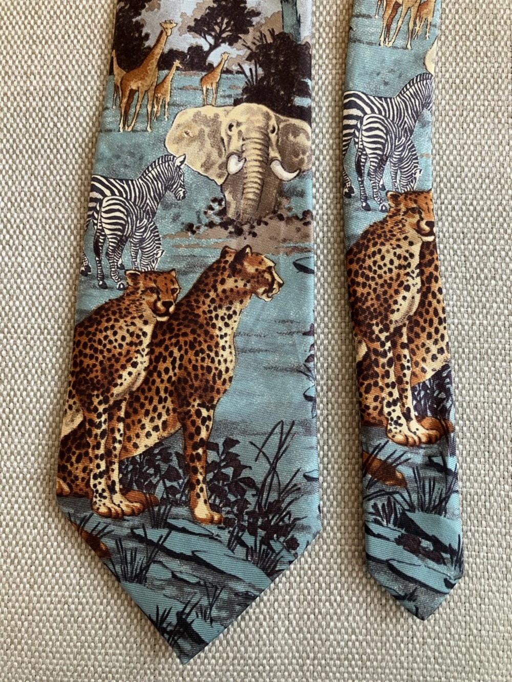 Vintage Polo by Ralph Lauren silk tie, African safari animal theme